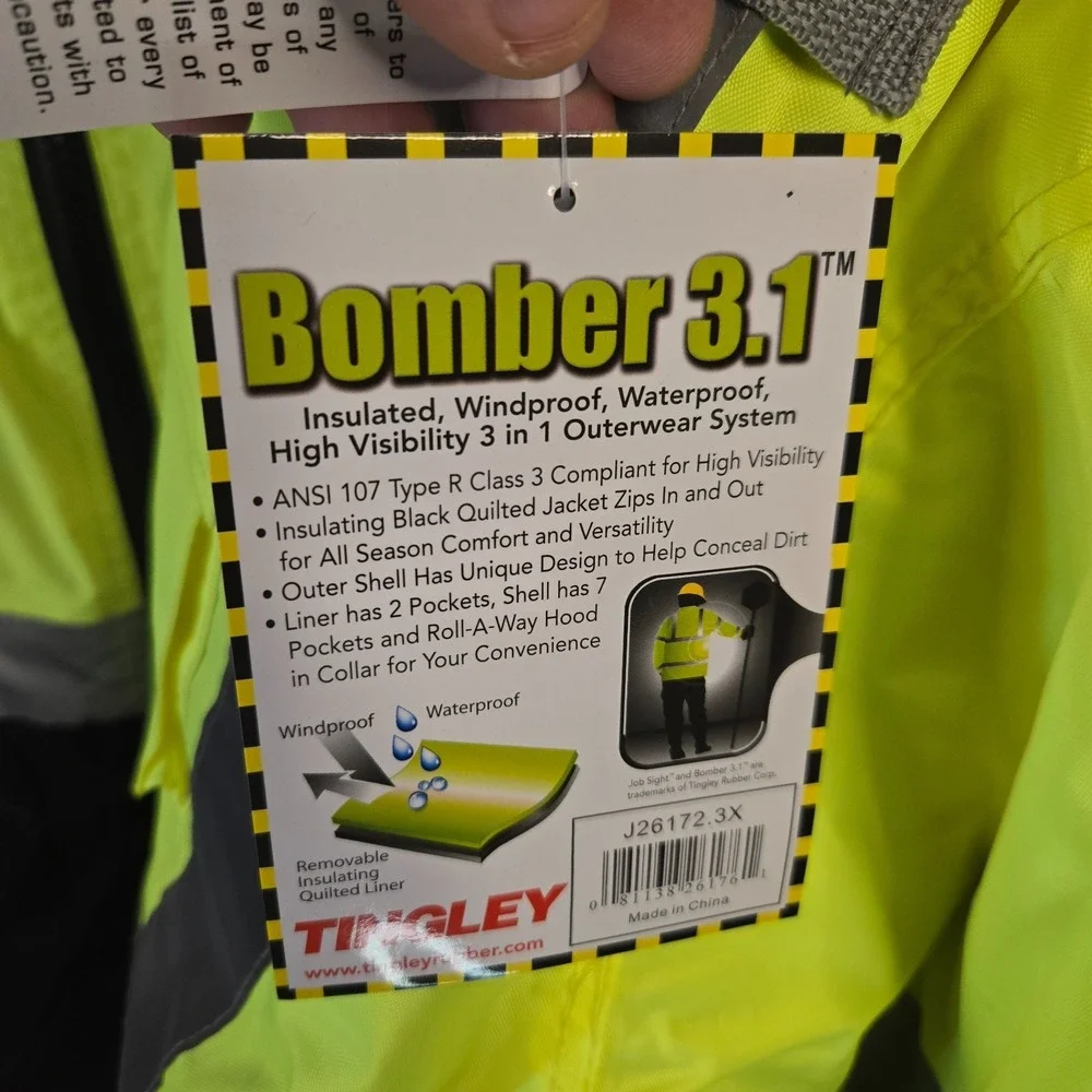 Tingley Jacket, Polyester, Class 3 R, Green; Yellow, 3XL J26172-3X Tingley